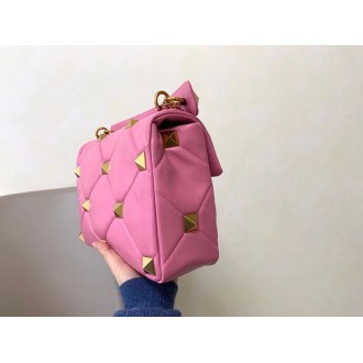 Valentino Roman Stud Chain Bag In Pink Lambskin