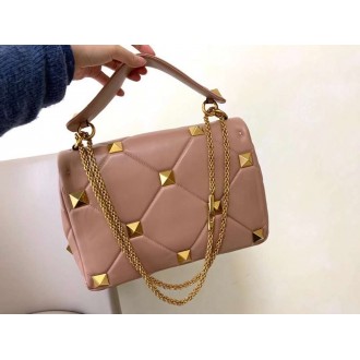 Valentino Roman Stud Chain Bag In Rose Cannelle Lambskin
