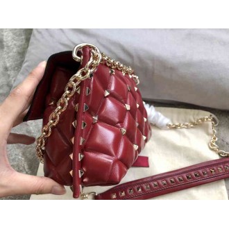 Valentino Small Candystud Crossbody Bag In Red Lambskin