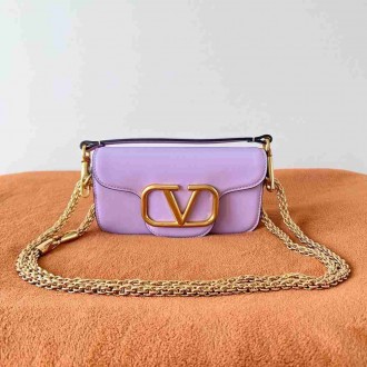 Valentino Small Loco Shoulder Bag in Wisteria Calfskin