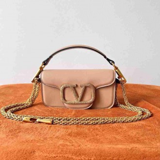 Valentino Small Loco Shoulder Poudre Bag with Crystals Logo