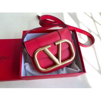 Valentino Small Supervee Crossbody Bag In Red Leather