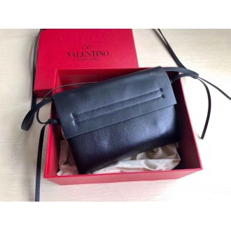 Valentino Small Vring Crossbody Bag In Black Calfskin