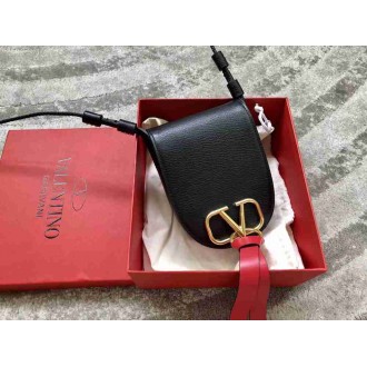 Valentino Small Vring Crossbody Bag In Black Goatskin
