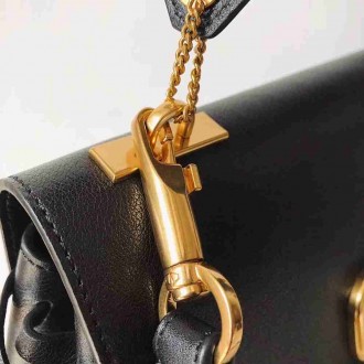 Valentino Small Vring Handbag In Black Buffalo Leather
