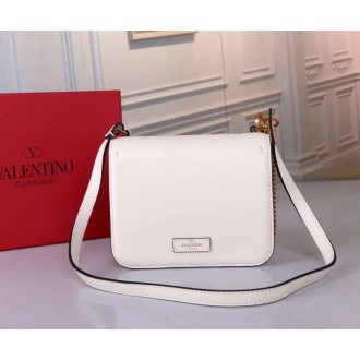 Valentino Small Vsling Shoulder Bag In White Calfskin