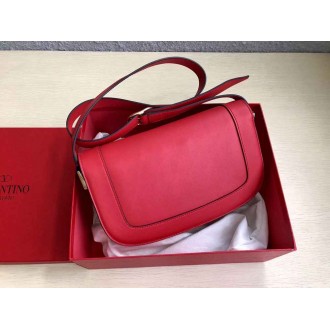 Valentino Supervee Crossbody Bag In Red Leather