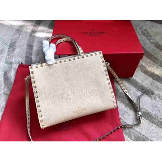 Valentino White Small Rockstud Top Handle Bag